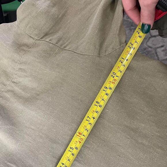 100% Linen Olive Green Long Sleeve Button Up Relaxed Fit Size Small - Picture 7 of 8